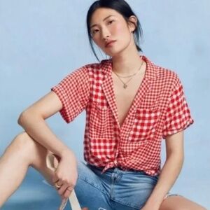 Anthropologie Maeve Med Bon Voyage Button Down Blouse - Size Small